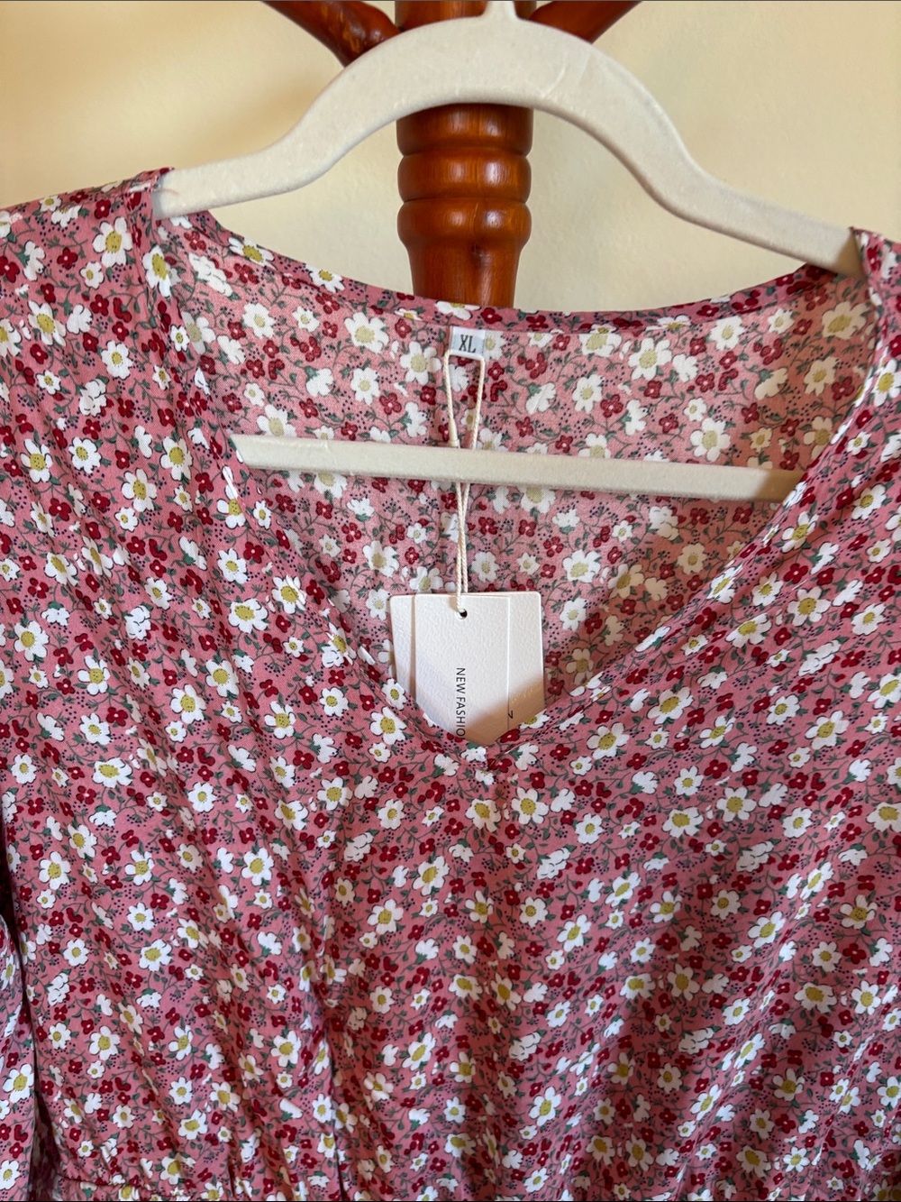 NWT Floral V-Neck Peplum Mini Dress - Raspberry Floral